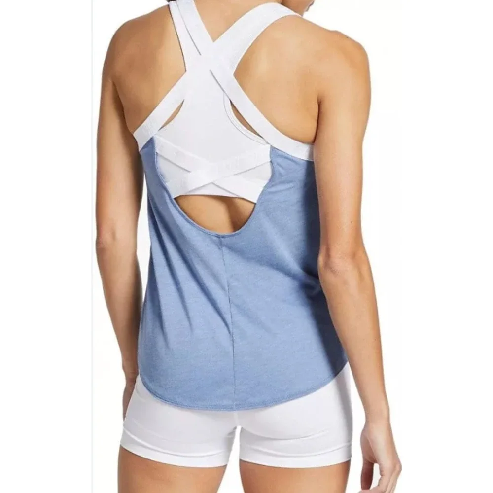Nike Dri-Fit Blue White Strap Tank